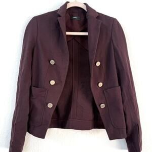 THEORY Double Breasted Military Blazer Jacket Eggplant Stretch Soft Women Size 0